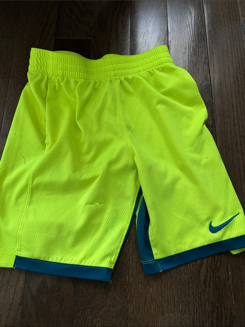 Nike Boys' Neon Yellow Athletic Shorts with Teal Trim
